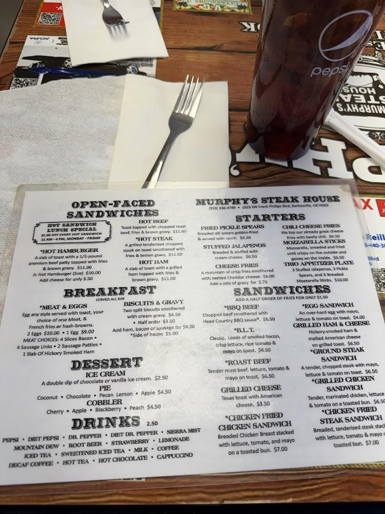 Murphy's Original Steak House Menu image 2