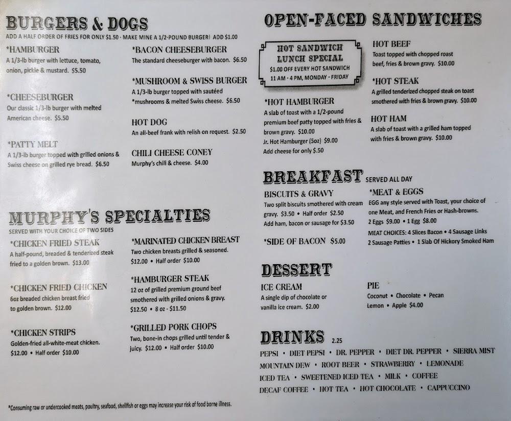 Murphy's Original Steak House Menu image 4