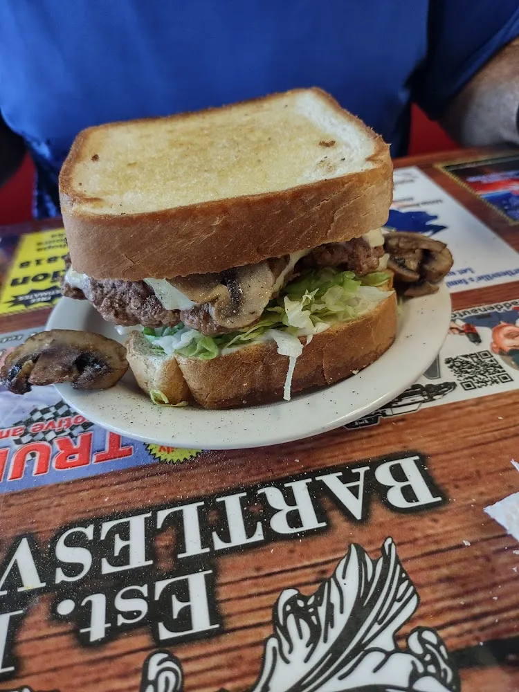 Mushroom Swiss 1 2 Burger on Toast